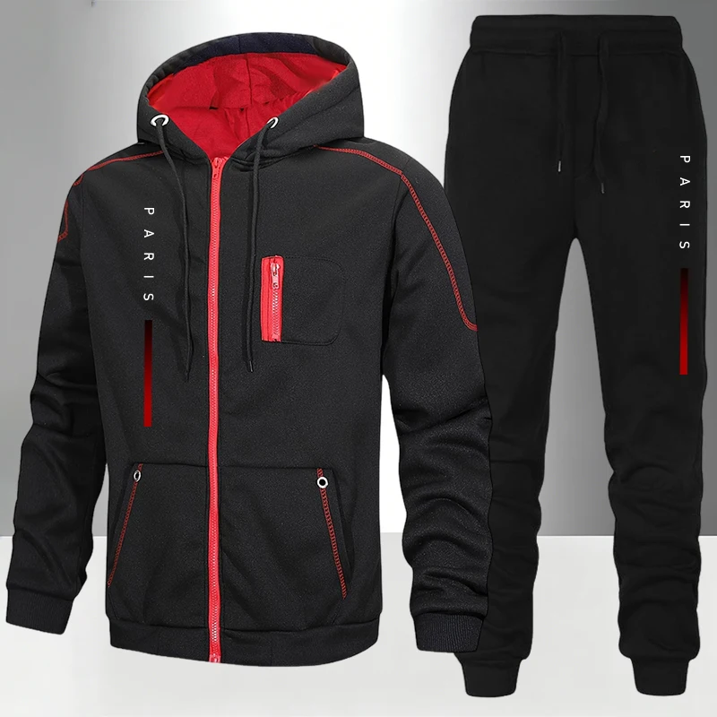 Outdoor Sports Outfit - Setelan Pria/Jas/Celana Gaya Paris Jaket Resleting
