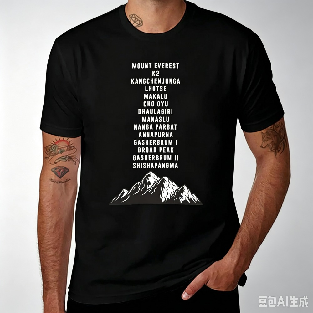Kaos Pria Motif Daftar Puncak  - Outdoor Sports List ulasan dan harga